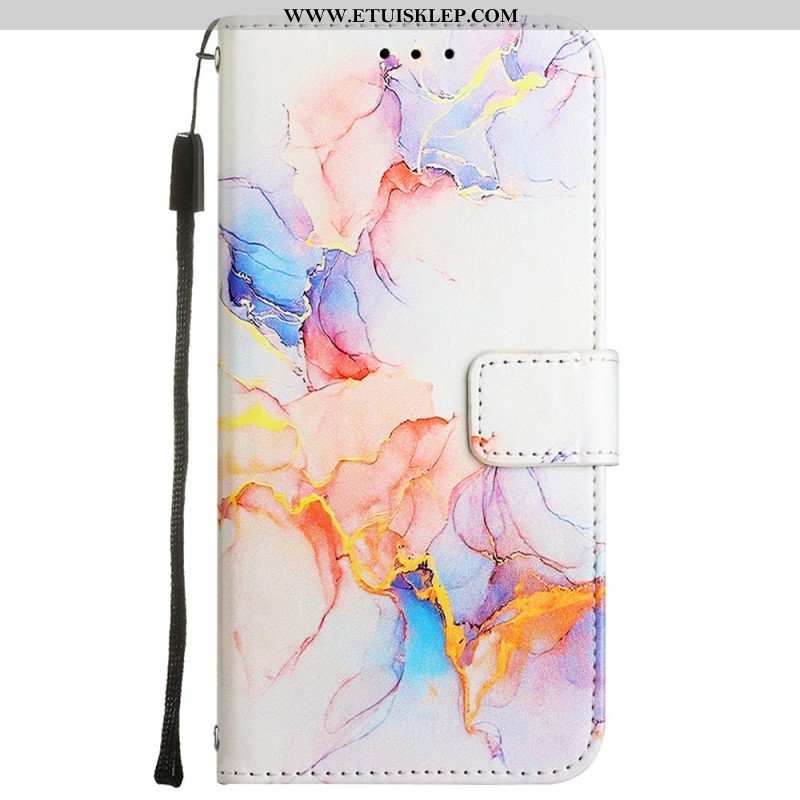 Etui Folio do Oppo A54 5G / A74 5G Marmur Ze Smyczą